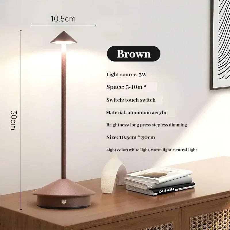 Rechargeable LED Table Lamp with Touch Sensor 3 Color Stepless Dimming